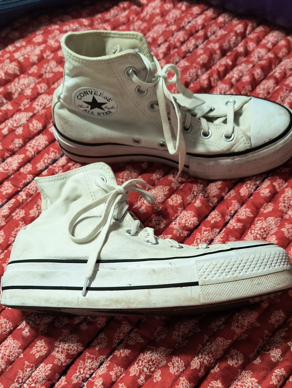 Converse White High Top Platform Sneakers